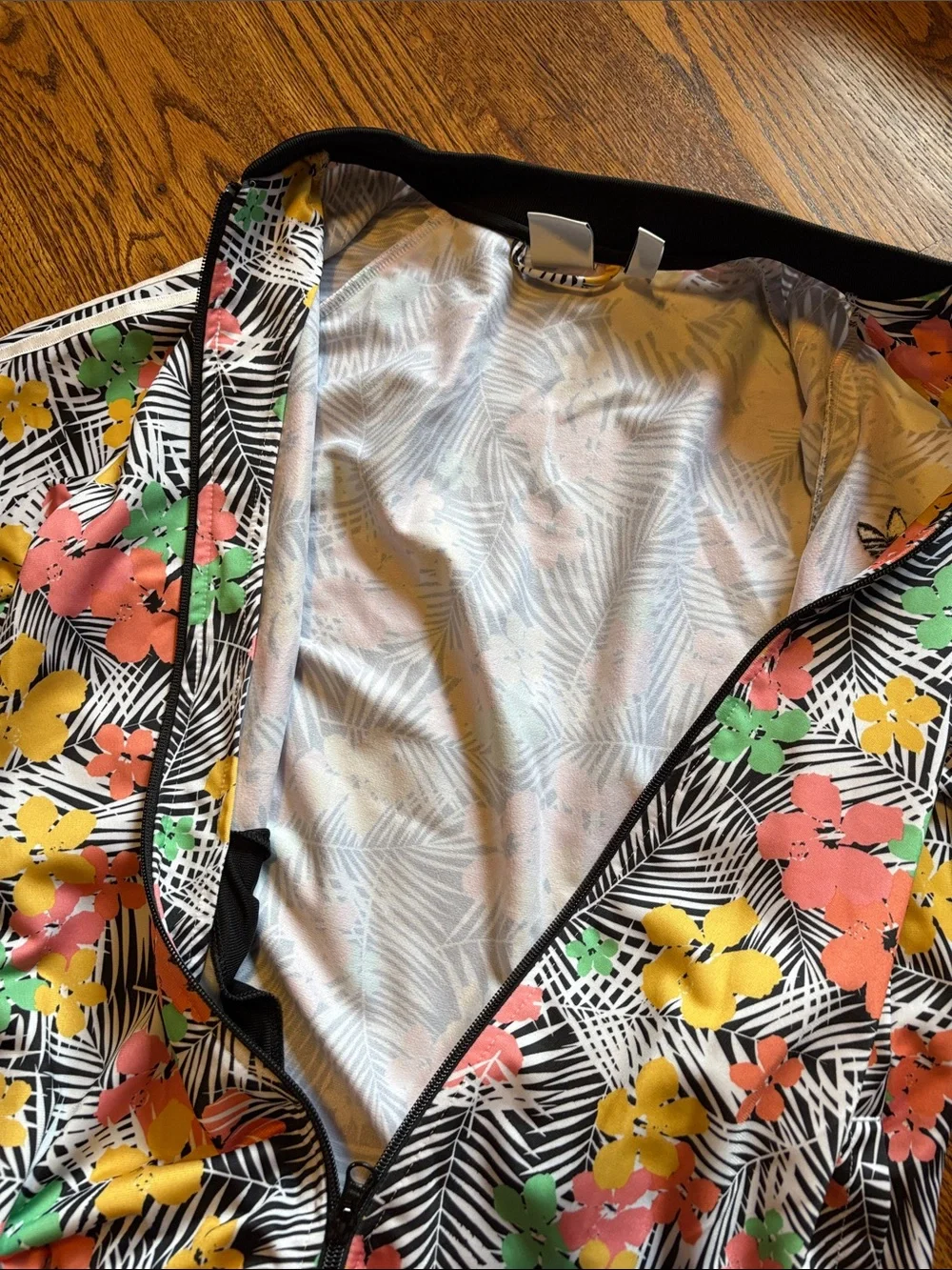 EUC adidas Tropical Floral Print Jacket in Black, Yellow, Coral, Green YXL